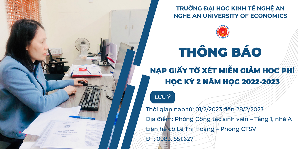 Thông báo về việc thu giấy tờ xét miễn, giảm học phí học kỳ 2 năm học 2022-2023